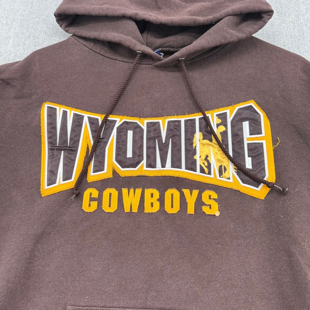 Wyoming Cowboys Hoodie Mens Medium Brown Champion Pullover Graphic Sweatshirt - Picture 3 of 7